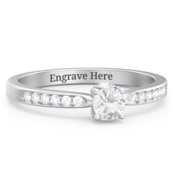 1/4 ct. Round Gemstone Peek-A-Boo Engagement Ring with Side Accent Stones