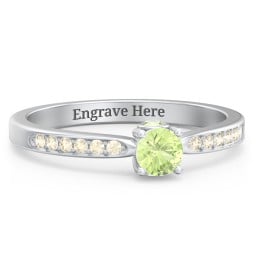 1/4 ct. Round Gemstone Peek-A-Boo Engagement Ring with Side Accent Stones