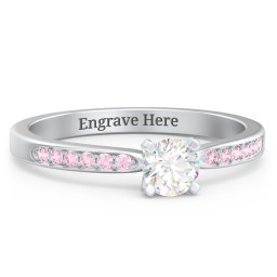 1/3 ct. Round Gemstone Engagement Ring with Side Accent Stones