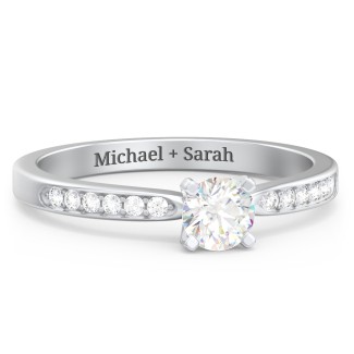 1/3 ct. Round Gemstone Engagement Ring with Side Accent Stones