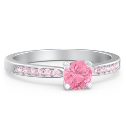 1/2 ct. Round Gemstone Engagement Ring with Side Accent Stones