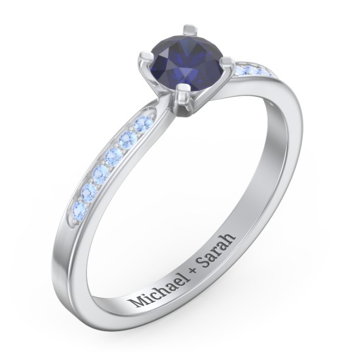 1/2 ct. Round Gemstone Engagement Ring with Side Accent Stones