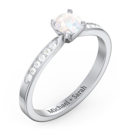 1/2 ct. Round Gemstone Engagement Ring with Side Accent Stones
