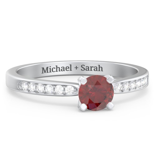 1/2 ct. Round Gemstone Engagement Ring with Side Accent Stones