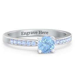 1/2 ct. Round Gemstone Engagement Ring with Side Accent Stones in 925 Sterling Silver with Blue Topaz and Fancy Blue Premium Zirconia