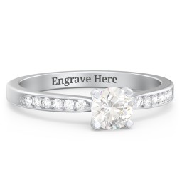 1/2 ct. Round Gemstone Engagement Ring with Side Accent Stones in 925 Sterling Silver with White Premium Zirconia