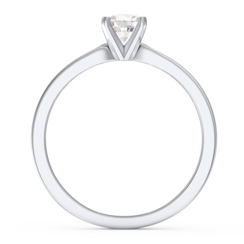 1/2 ct. Round Gemstone Engagement Ring with Side Accent Stones – 10K White Gold with Cubic Zirconia and White Premium Zirconia