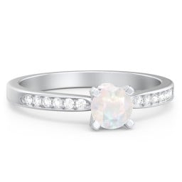 1/2 ct. Round Gemstone Peek-A-Boo Engagement Ring with Side Accent Stones