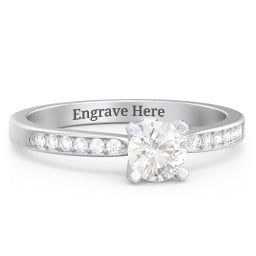 1/2 ct. Round Gemstone Peek-A-Boo Engagement Ring with Side Accent Stones