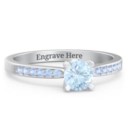 1/2 ct. Round Gemstone Peek-A-Boo Engagement Ring with Side Accent Stones