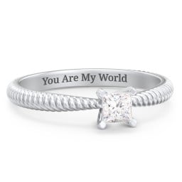 1/4 ct. Princess Gemstone Engagement Ring with Twisted Rope Band