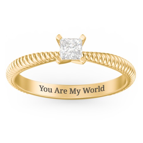 1/4 ct. Princess Gemstone Engagement Ring with Twisted Rope Band