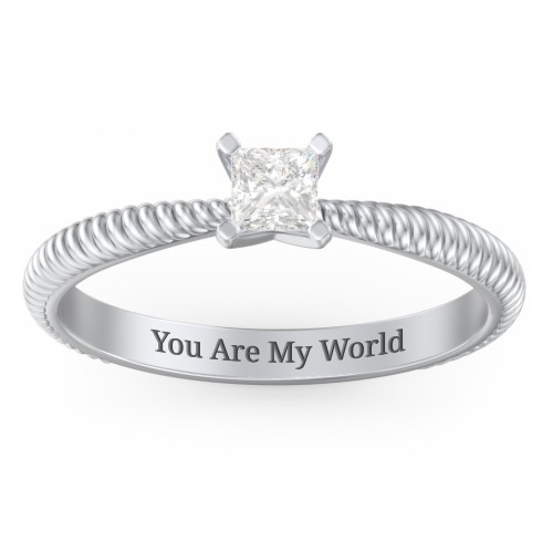 1/4 ct. Princess Gemstone Engagement Ring with Twisted Rope Band