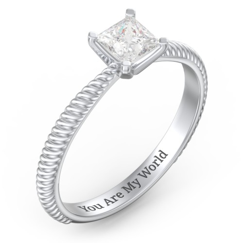 1/2 ct. Princess Gemstone Engagement Ring with Twisted Rope Band