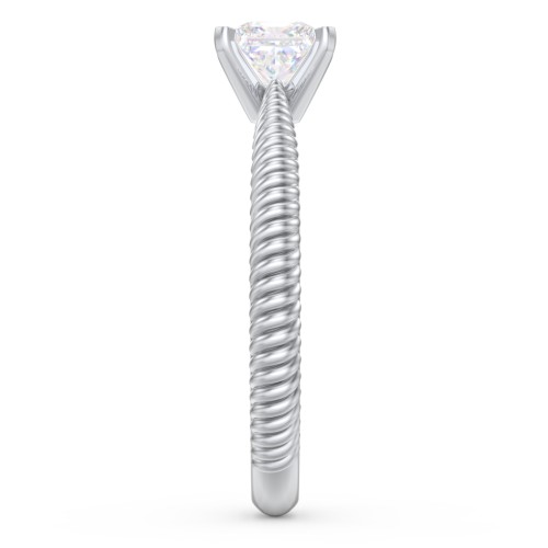 1/2 ct. Princess Gemstone Engagement Ring with Twisted Rope Band – Sterling Silver with Lab Diamond