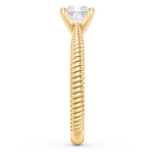 1/2 ct. Princess Gemstone Engagement Ring with Twisted Rope Band – 10K Yellow Gold with White Premium Zirconia