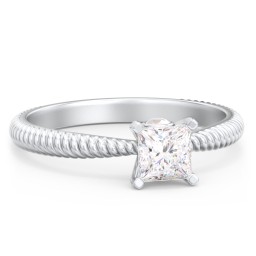 1/2 ct. Princess Gemstone Peek-A-Boo Engagement Ring with Twisted Rope Band