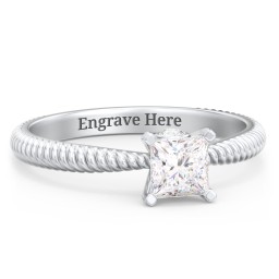 1/2 ct. Princess Gemstone Peek-A-Boo Engagement Ring with Twisted Rope Band