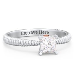 1/2 ct. Princess Gemstone Peek-A-Boo Engagement Ring with Twisted Rope Band