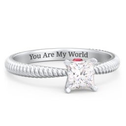 1/2 ct. Princess Gemstone Peek-A-Boo Engagement Ring with Twisted Rope Band