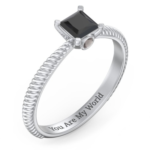 1/2 ct. Princess Gemstone Peek-A-Boo Engagement Ring with Twisted Rope Band