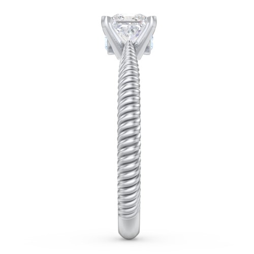 1/2 ct. Princess Gemstone Peek-A-Boo Engagement Ring with Twisted Rope Band