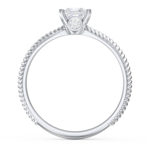 1/2 ct. Princess Gemstone Peek-A-Boo Engagement Ring with Twisted Rope Band – Sterling Silver with White Premium Zirconia and Cubic Zirconia