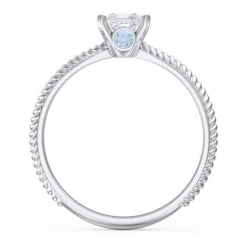 1/2 ct. Princess Gemstone Peek-A-Boo Engagement Ring with Twisted Rope Band