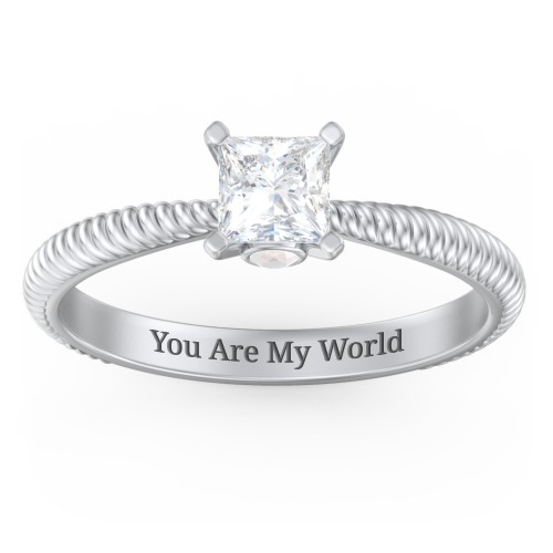 1/2 ct. Princess Gemstone Peek-A-Boo Engagement Ring with Twisted Rope Band