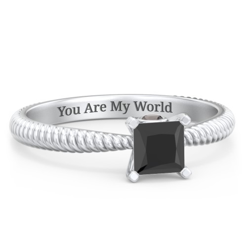 1/2 ct. Princess Gemstone Peek-A-Boo Engagement Ring with Twisted Rope Band