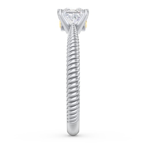 1/2 ct. Princess Gemstone Peek-A-Boo Engagement Ring with Twisted Rope Band – Sterling Silver with White Premium Zirconia and Citrine