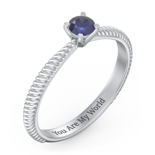 1/4 ct. Round Gemstone Engagement Ring with Twisted Rope Band