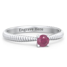 1/4 ct. Round Gemstone Engagement Ring with Twisted Rope Band in 925 Sterling Silver with Ruby