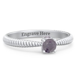 1/4 ct. Round Gemstone Peek-A-Boo Engagement Ring with Twisted Rope Band in 925 Sterling Silver with Alexandrite