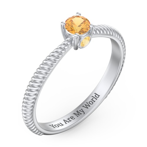 1/4 ct. Round Gemstone Peek-A-Boo Engagement Ring with Twisted Rope Band
