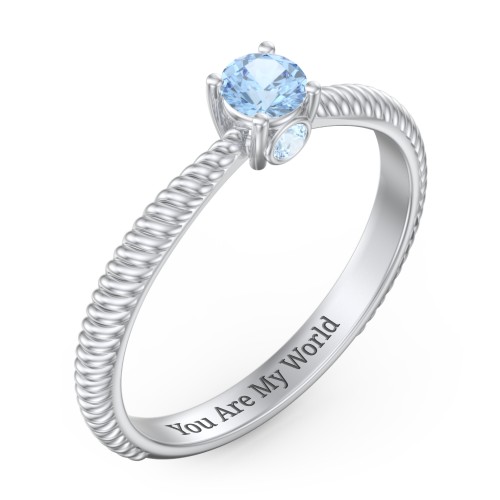1/4 ct. Round Gemstone Peek-A-Boo Engagement Ring with Twisted Rope Band