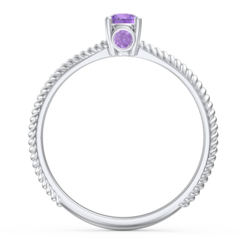 1/4 ct. Round Gemstone Peek-A-Boo Engagement Ring with Twisted Rope Band