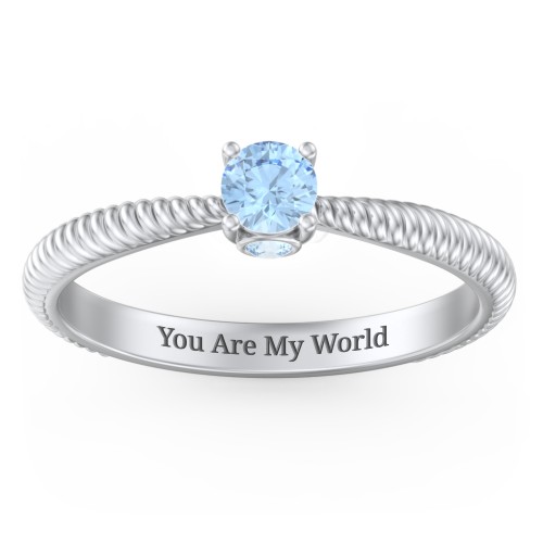 1/4 ct. Round Gemstone Peek-A-Boo Engagement Ring with Twisted Rope Band