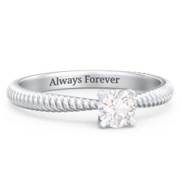 1/3 ct. Round Gemstone Engagement Ring with Twisted Rope Band