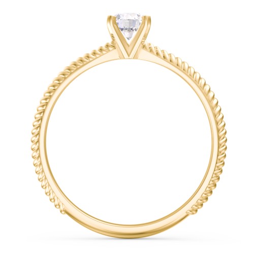 1/3 ct. Round Gemstone Engagement Ring with Twisted Rope Band – 10K Yellow Gold with White Premium Zirconia