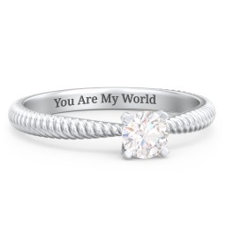 1/3 ct. Round Gemstone Engagement Ring with Twisted Rope Band in 925 Sterling Silver with White Premium Zirconia
