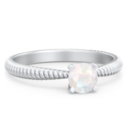 1/2 ct. Round Gemstone Engagement Ring with Twisted Rope Band