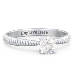 1/2 ct. Round Gemstone Engagement Ring with Twisted Rope Band