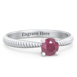 1/2 ct. Round Gemstone Engagement Ring with Twisted Rope Band