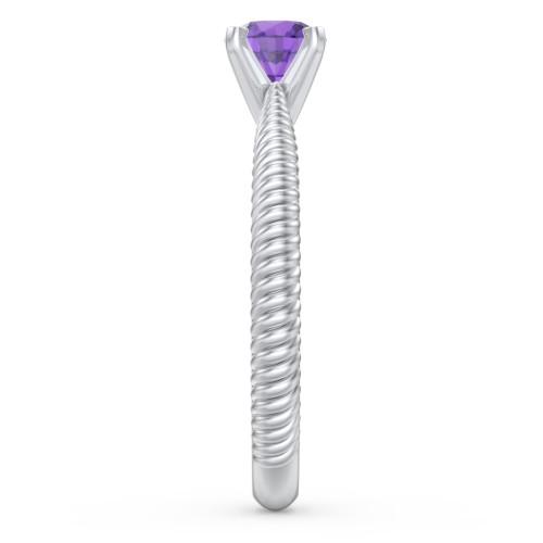 1/2 ct. Round Gemstone Engagement Ring with Twisted Rope Band