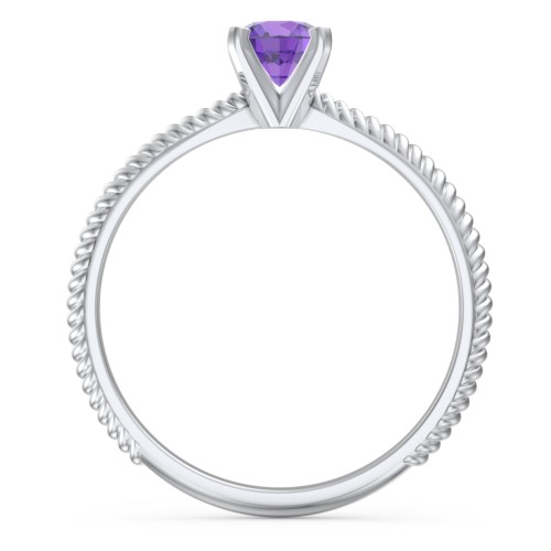 1/2 ct. Round Gemstone Engagement Ring with Twisted Rope Band