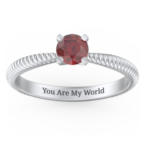1/2 ct. Round Gemstone Engagement Ring with Twisted Rope Band