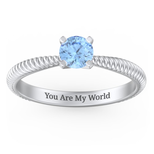 1/2 ct. Round Gemstone Engagement Ring with Twisted Rope Band