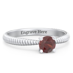 1/2 ct. Round Gemstone Engagement Ring with Twisted Rope Band in 925 Sterling Silver with Garnet