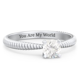 1/2 ct. Round Gemstone Engagement Ring with Twisted Rope Band in 925 Sterling Silver with White Premium Zirconia